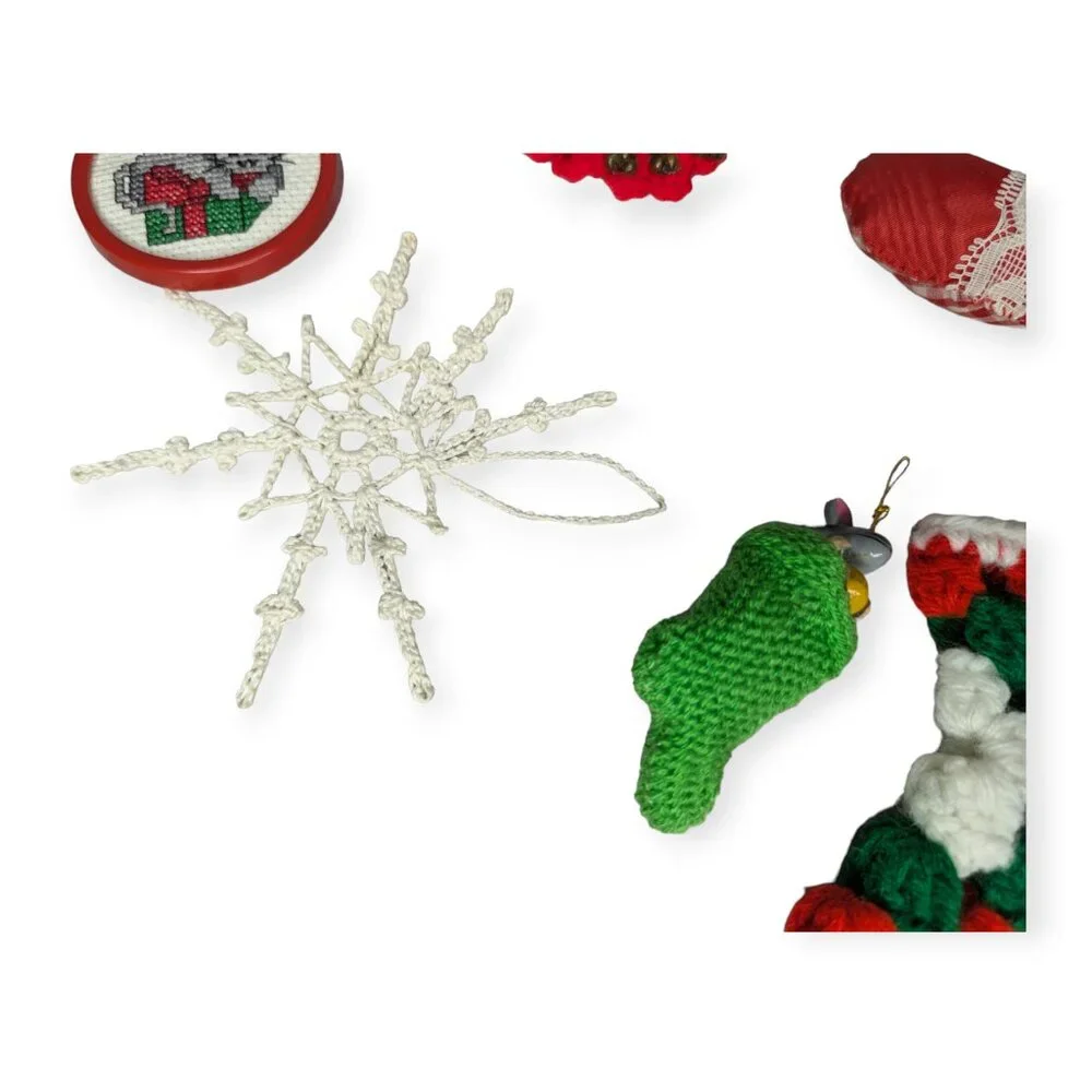 Vintage Group of 14 Ornament Some Hand Made
